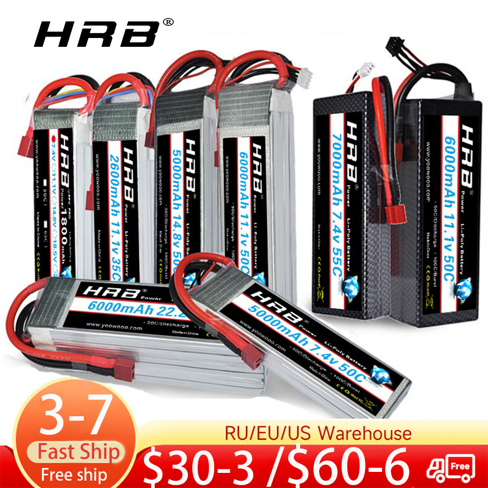 Bateria lipo hrb 2s 3s 4S 6s 1 - 6S Lipo Battery 22.2V 5000Mah avaliação e preço