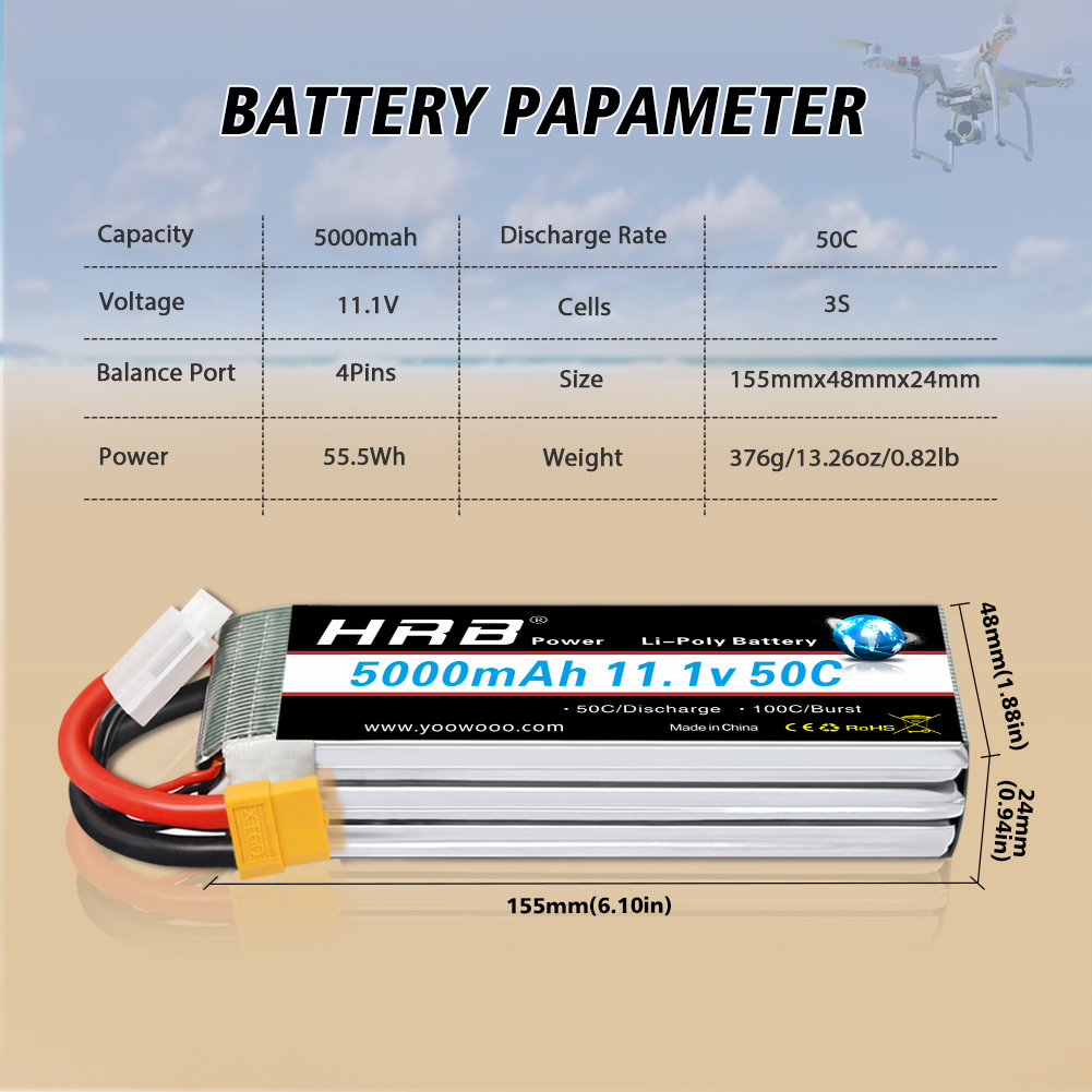 Bateria lipo hrb 2s 3s 4S 6s 1 - 6S Lipo Battery 22.2V 5000Mah avaliação e preço