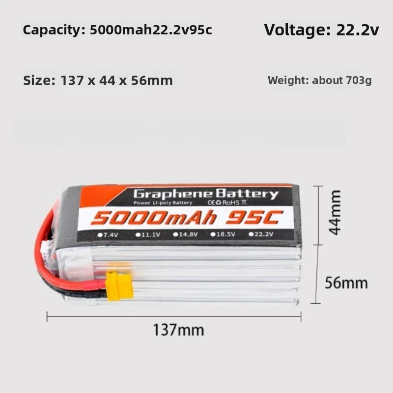 Bateria Lipo de Grafeno 5000mA - 6S Lipo Battery 22.2V 5000Mah avaliação e preço